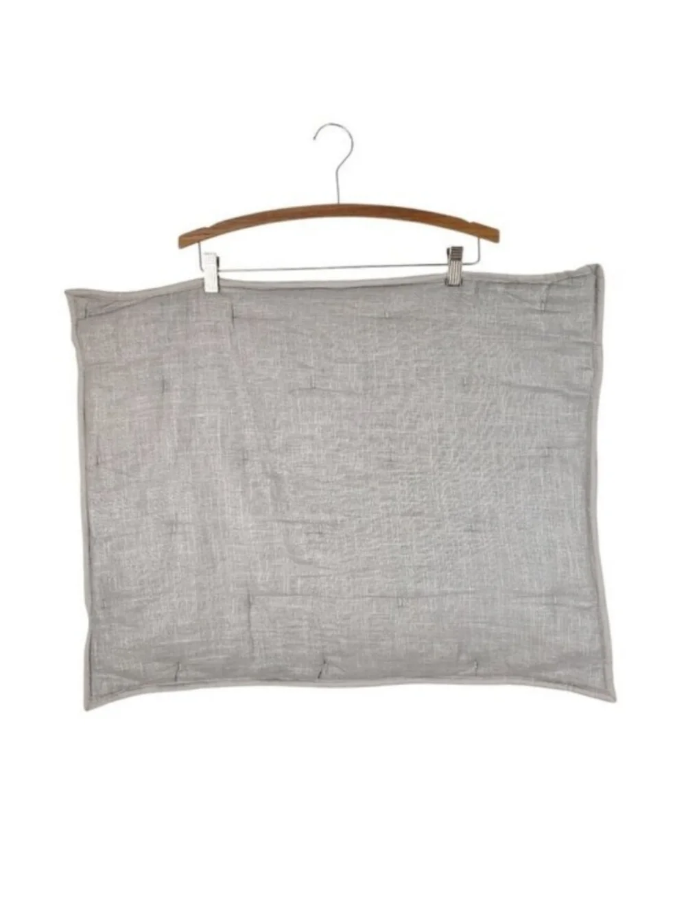 West Elm Standard Pillow Sham Silver Gray Quilted Linen Blend Pillow Cover